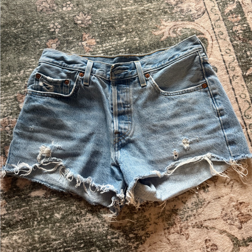 Levi’s Light Blue Distressed Jean Shorts